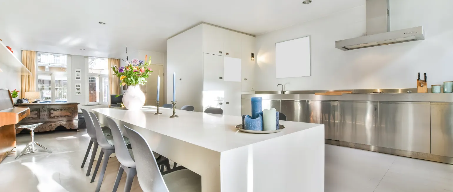 Modern kitchen remodeling project in Los Angeles with custom island and open layout