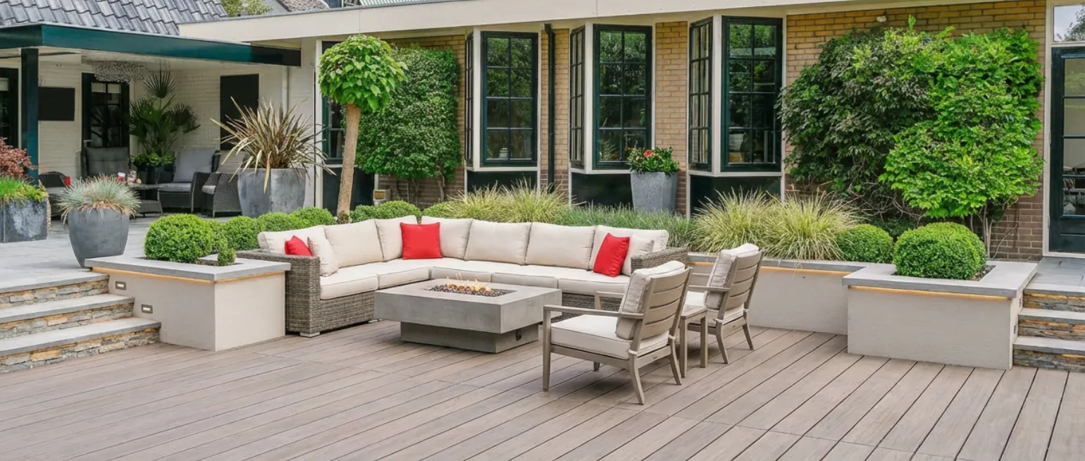 Outdoor living deck remodeling project in Los Angeles with modern patio design