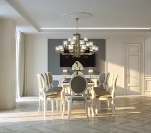 Interior remodeling upgrade project in Los Angeles with modern dining room lighting