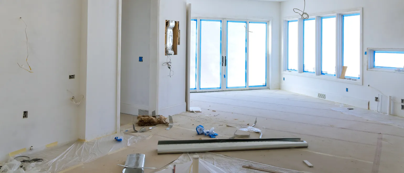 Complete home remodeling in Los Angeles showing interior demolition phase and preparation for full house renovation