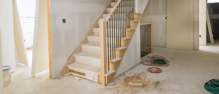 Complete home remodeling in Los Angeles featuring new staircase installation, interior renovation, and construction phase upgrades