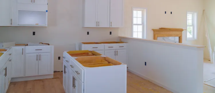Kitchen remodeling in Los Angeles featuring white cabinet installation, modern layout design, and clean kitchen upgrade